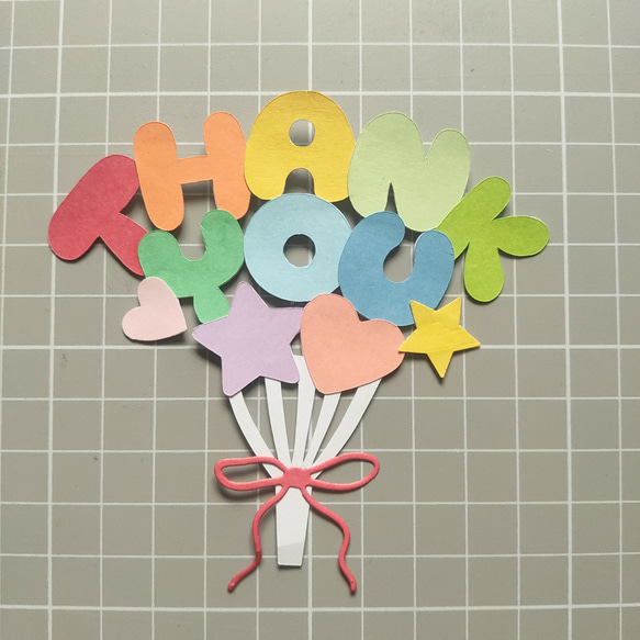 アルバム飾り　クラフトパンチ　オーダー可能( ＾∀＾) 風船のTHANK YOU 1枚 アルバム飾り クラフトパンチ 切り絵