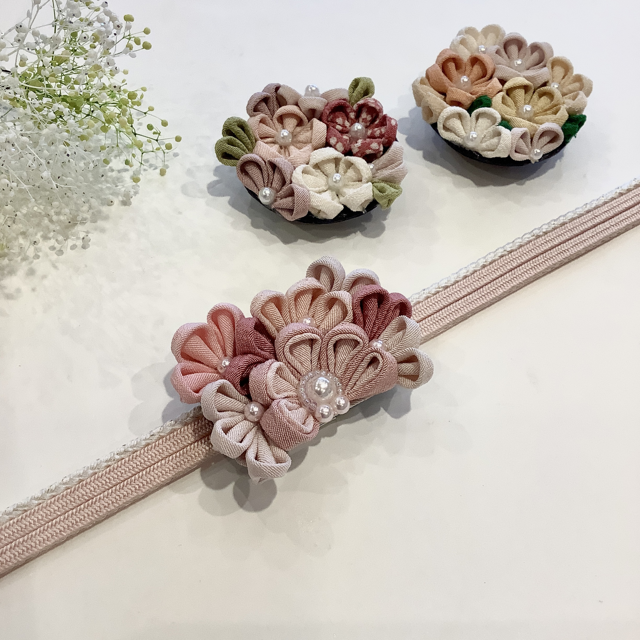 正絹　つまみ細工　帯留め