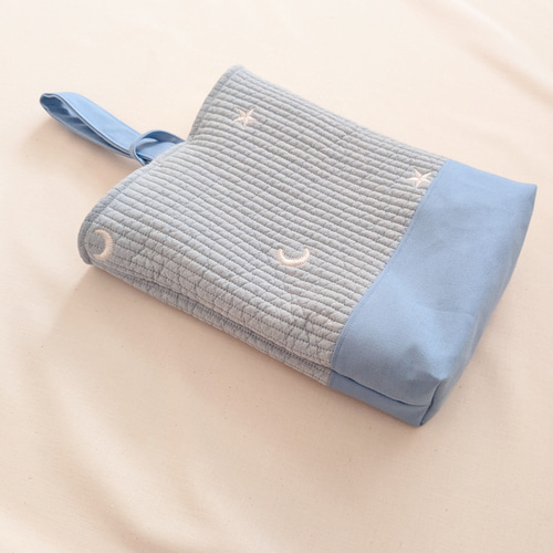 送料無料】ムーンスター刺繍のヌビバッグ レッスンバッグと上靴
