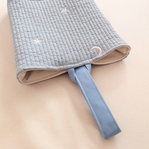 ムーンスター刺繍のヌビバッグ レッスンバッグと上靴入れセット