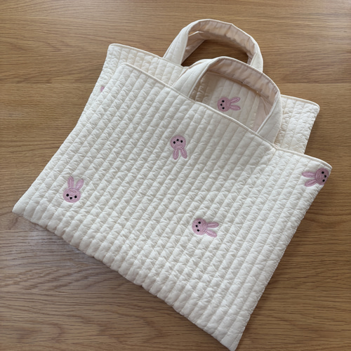 韓国ヌビ レッスンバッグ ♡ 希少！うさぎ柄 刺繍 ヌビバッグ