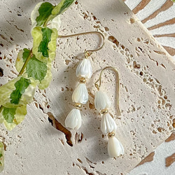 天然石B♡レア♡ホワイトアイアゲートのクリスマスピアス14kgf 天然石B