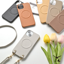 MagSafe対応 iPhone限定 スマホケース 【 まるっと シュリンクレザー 】 マグセーフ 本革 BS47K 1枚目の画像