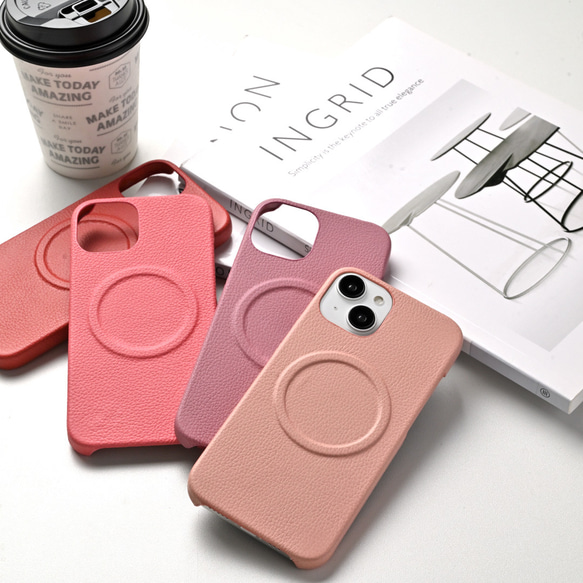 MagSafe対応 iPhone限定 スマホケース 【 まるっと シュリンクレザー 】 マグセーフ 本革 BS47K 15枚目の画像