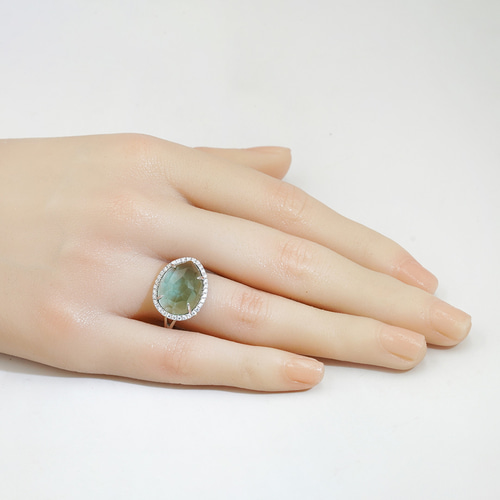 プラシオライトオーラリング 即発送可 20250121-016 指輪