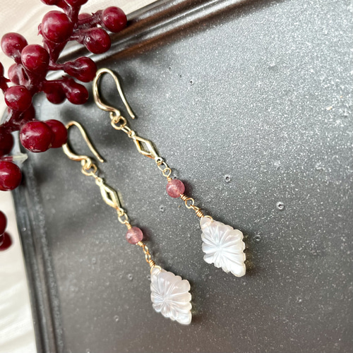 送料無料】 14kgf 天然石 ホワイトシェル×クリスタル ローゼンジ