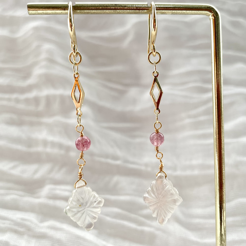 送料無料】 14kgf 天然石 ホワイトシェル×クリスタル ローゼンジ