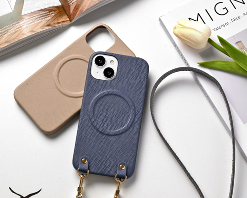 MagSafe対応 iPhone限定 スマホケース 【 まるっと サフィアーノレザー