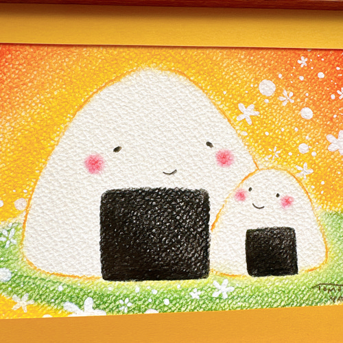 一点物原画＊おにぎりの絵＊かわいい絵 パステル画 ホスピタルアート