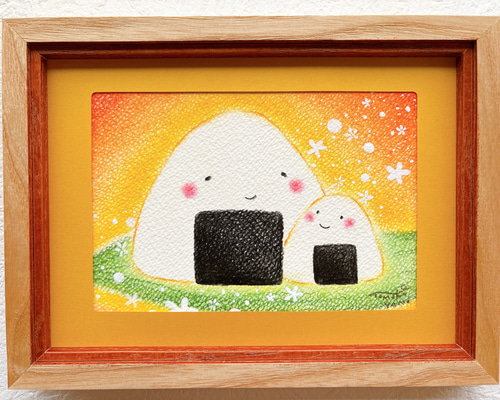 一点物原画＊おにぎりの絵＊かわいい絵 パステル画 ホスピタルアート