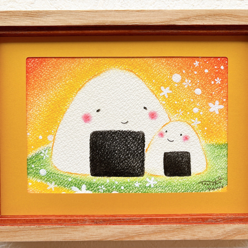 一点物原画＊おにぎりの絵＊かわいい絵 パステル画 ホスピタルアート