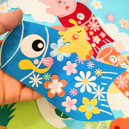 こいのぼり 端午の節句 色紙 壁面 アルバム ラミネート ～にぎやかな  