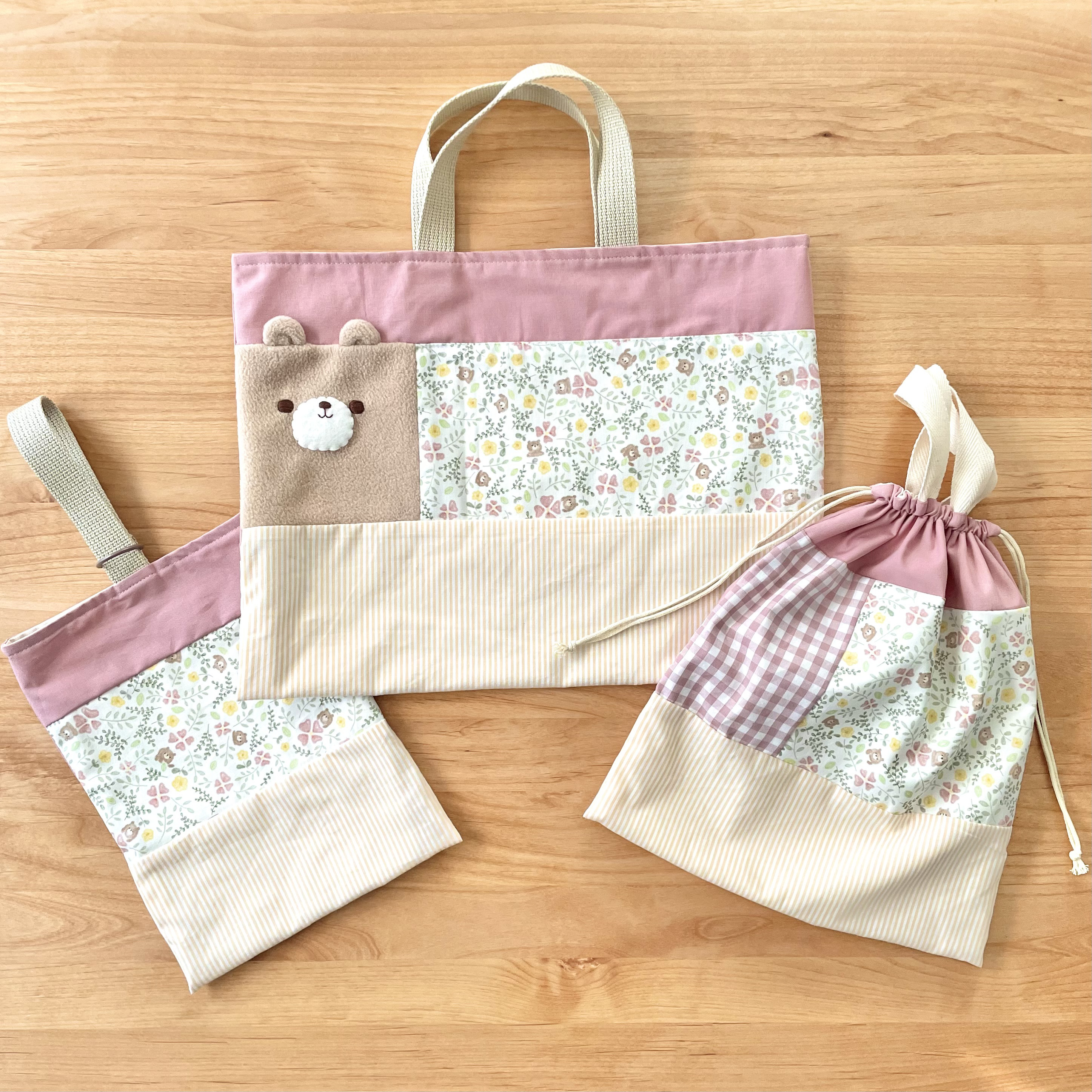 くまさんを楽しむ入園入学セット（ピンク）