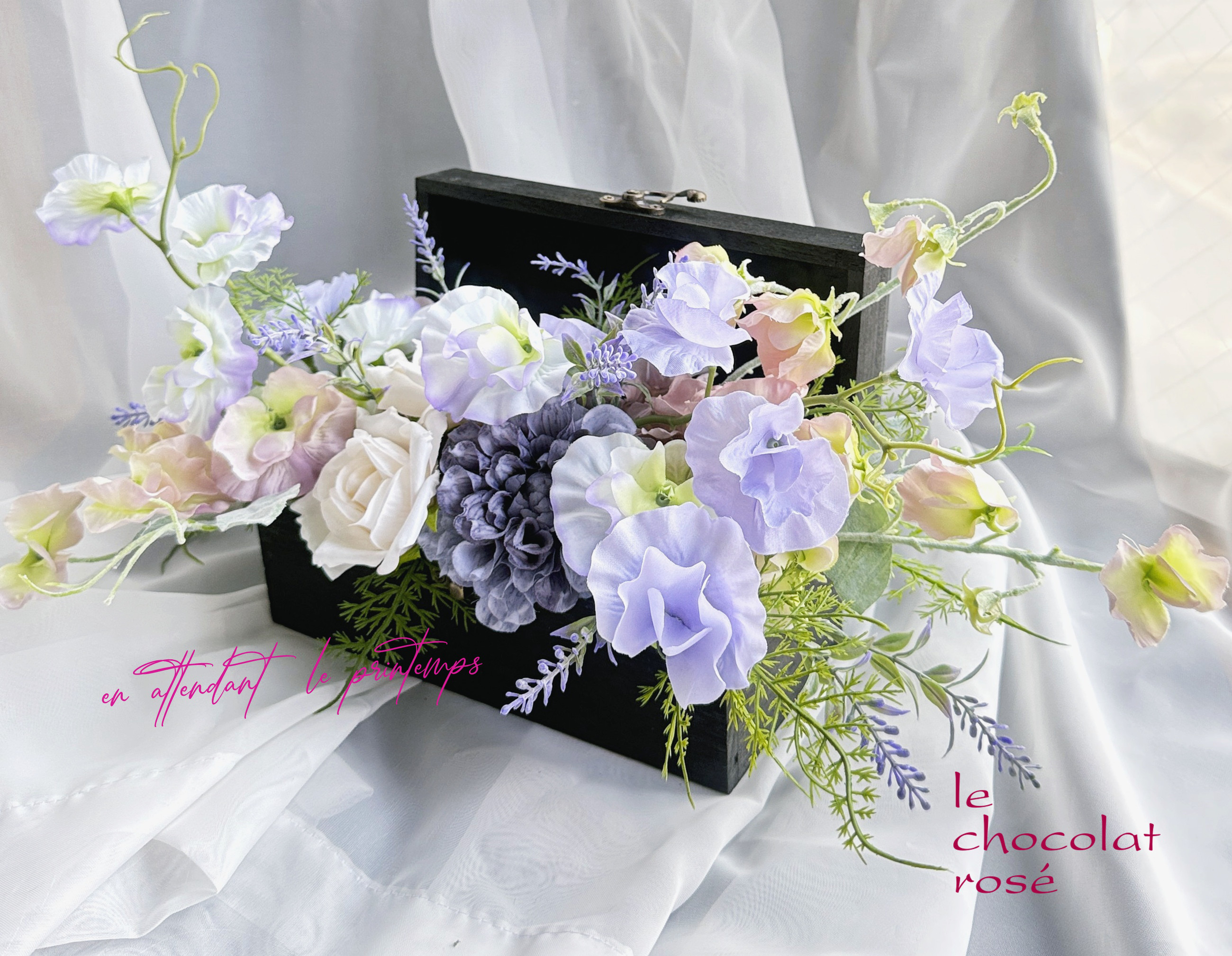 スイトピー溢れるコフレノワール～ニュアンスペールカラー★Creema限定★アーティフィシャルフラワー