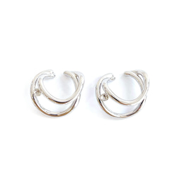 eje707【2個入り】ピン付き 大ぶりの曲線 二連 円形 イヤーカフ 金具 9枚目の画像