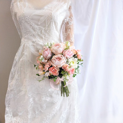 バラとガーベラ の ウェディング ブーケ ns920 アーティフィシャル