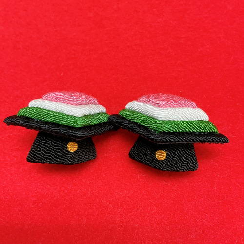 雛飾り小道具【桜金屏風 高さ15cm＆桜ぼんぼり(小)一対＆ひし餅一対