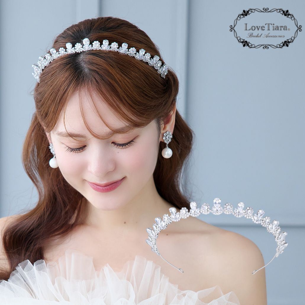 クレアジルコニアティアラRT-56|花嫁 結婚式 挙式 ウエディング 上品 王道 カチューシャ クラウン クラシカル 低