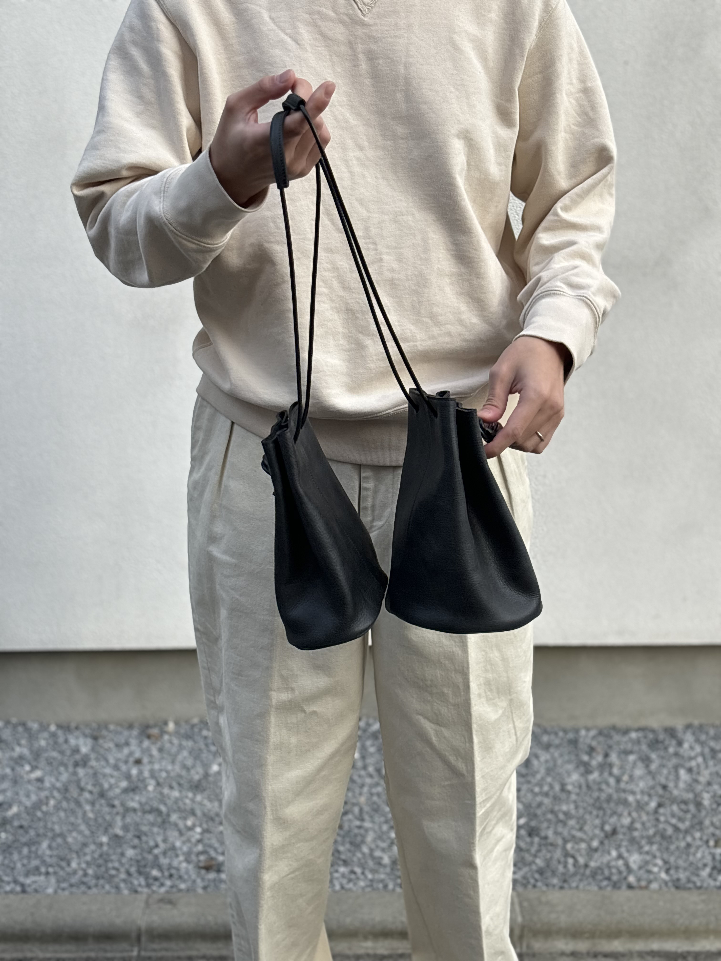 2wayレザー巾着バッグ　小サイズ