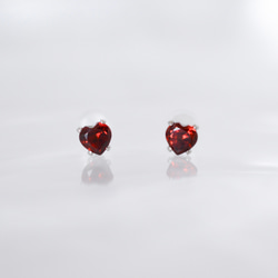 14kgf K10 選べる天然石・宝石の一粒ハートピアス◇ルビー ロード