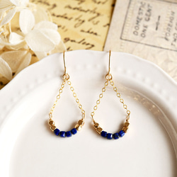 スクエア ラピスラズリのピアス イヤリング可12月誕生石　幸運成功運UP 3枚目の画像