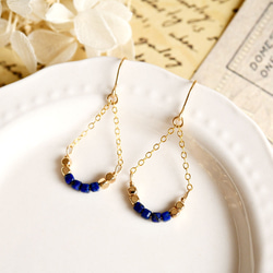 スクエア ラピスラズリのピアス イヤリング可12月誕生石　幸運成功運UP 4枚目の画像