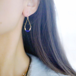 スクエア ラピスラズリのピアス イヤリング可12月誕生石　幸運成功運UP 1枚目の画像