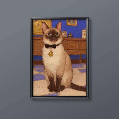絵画 | イラストポスター 562☆ 【シャム猫はデートに行きたい】 絵画