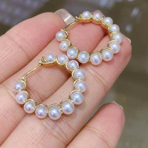 セール価格】あこや真珠 フープピアスk18 ピアス（フープ