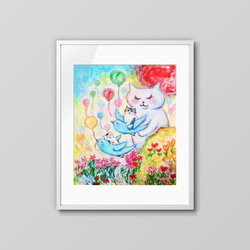 原画 「お花畑でおやすみにゃん」 F10号 ＃絵画 ＃ねこ ＃猫の絵