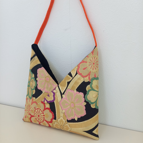 袋帯 帯リメイクバッグ あずま袋の三角バッグ トートバッグ 繕う