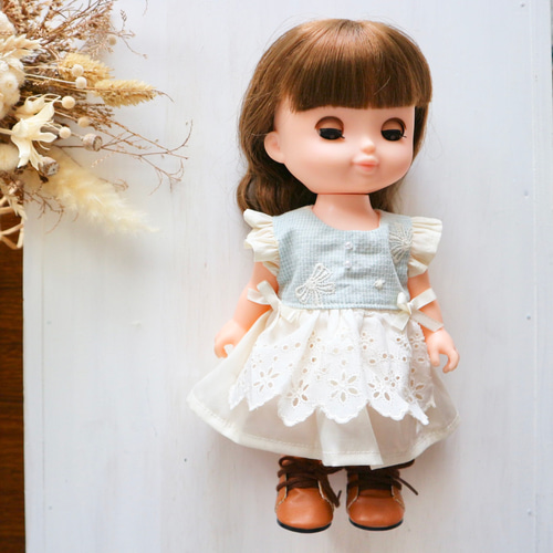 26cmドール服 ぬいぐるみ服 フリル袖ミルクワンピース ソランちゃん  