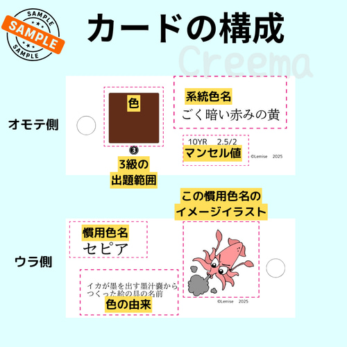 イラストで楽しく覚える慣用色名暗記カード 2・3級用 色彩検定 特に