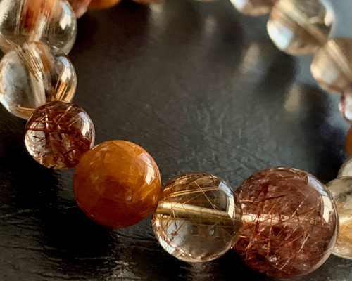 【しば様オーダー】ルチルクォーツブレス X.G】オーラブレス シルバールチルクォーツ12mm｜天然石