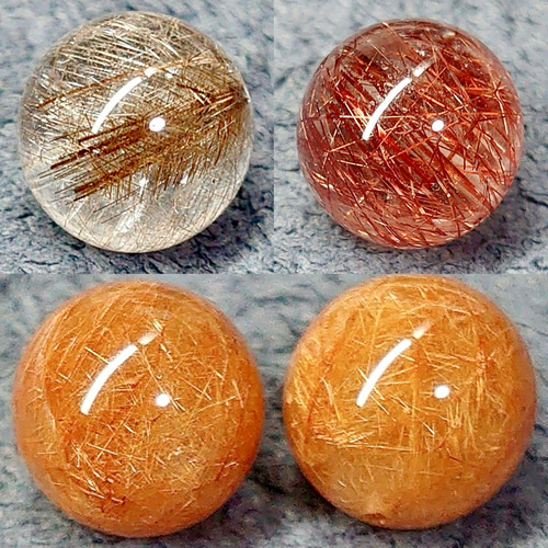 お手頃ミックスカラールチルたん　一つだけ良いルチルと取り替えます ミックスカラールチルクォーツ(キャッツアイ効果入り) 16.5mm