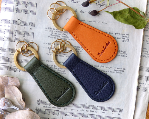 イタリア革のキーホルダー／ネイビー キーリング DeepLeather 通販