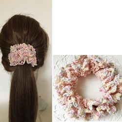 送料無料】さくら色×ミックス糸のパールで縁取りしたゴムの交換できる