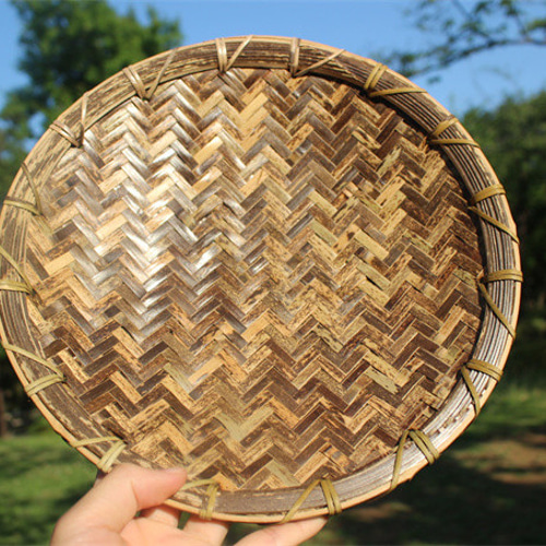 おしゃれな竹製 編み込みデザイン 盛籠 直径28cm おしゃれな竹製