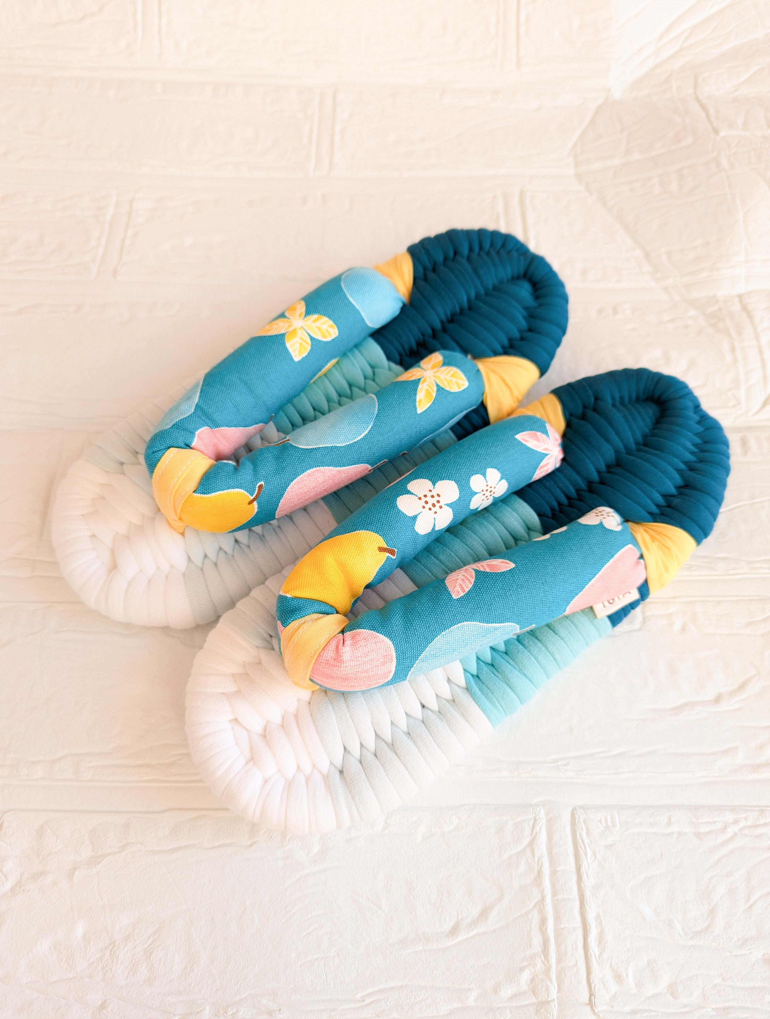 *+｡布ぞうり/TOYA｡+*/ブルー・青/北欧風/極太鼻緒 Ｍサイズ/