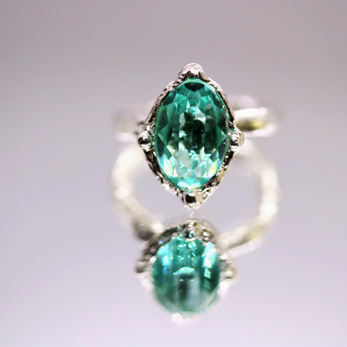 【ねこちゃん】S925ラボグロウンパライバトルマリンリング6ct ラボグロウンパライバトルマリンヘイローリング 約3カラットS925＋