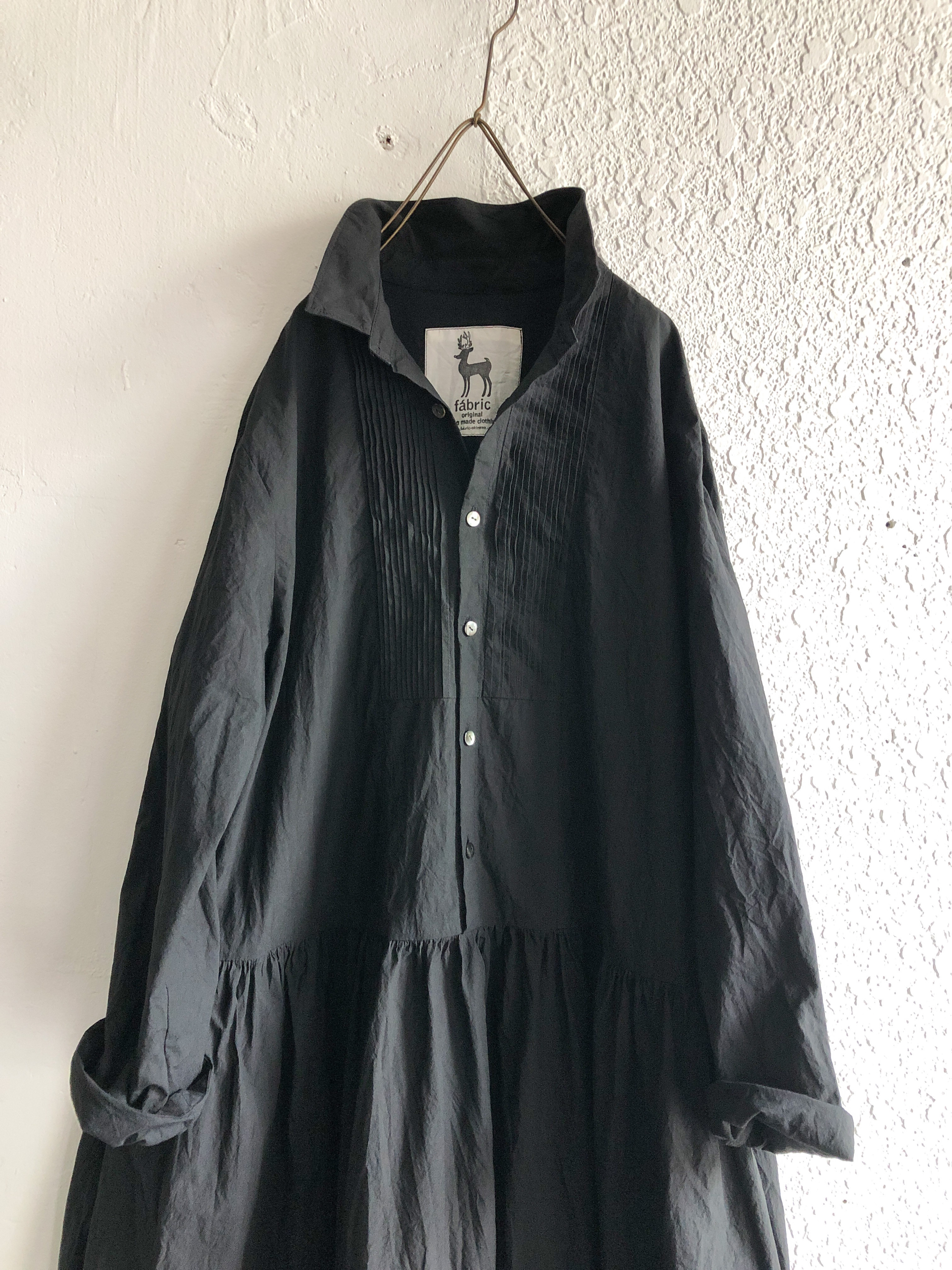 コットンタイプライター ピンタックシャツワンピース