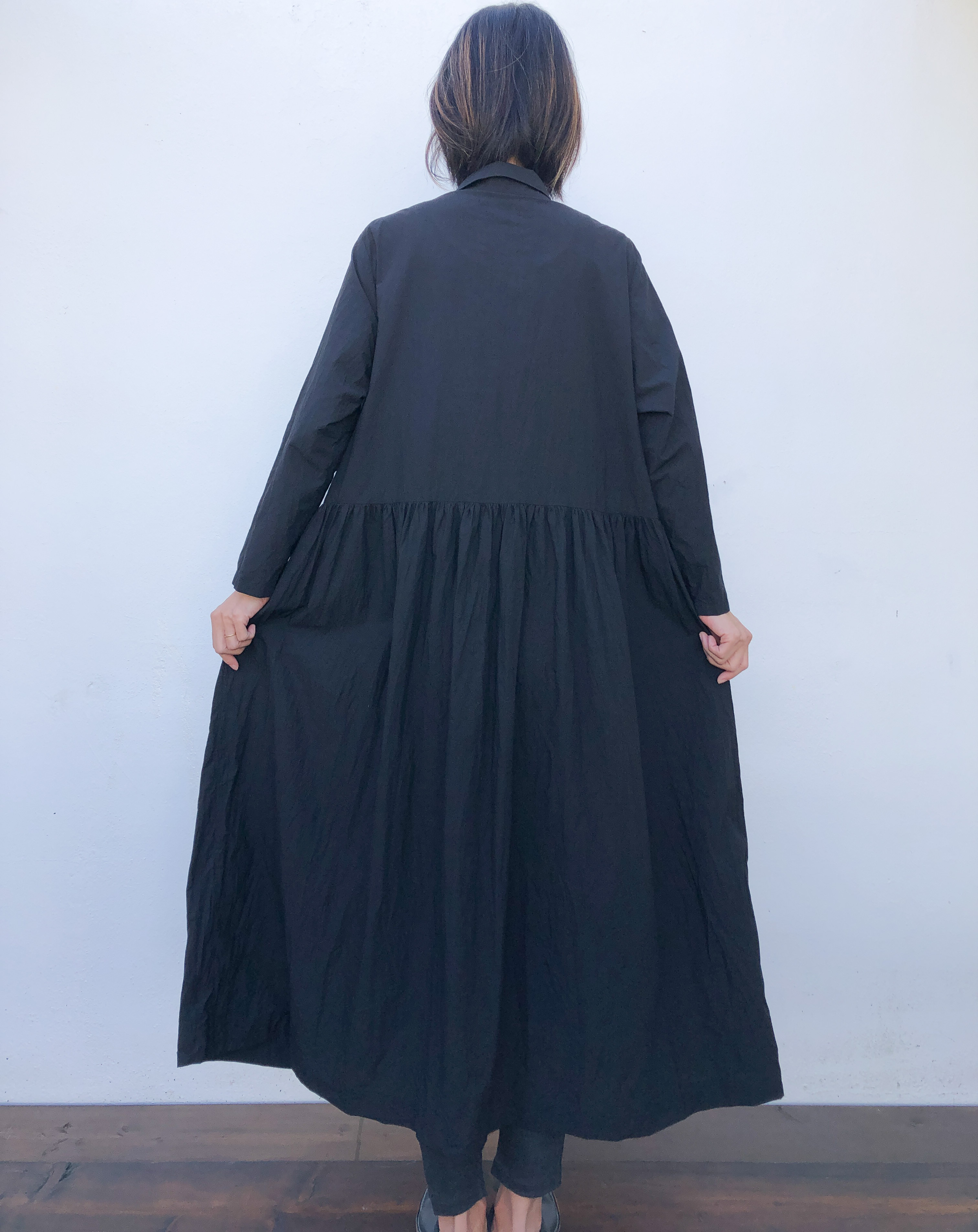 コットンタイプライター ピンタックシャツワンピース