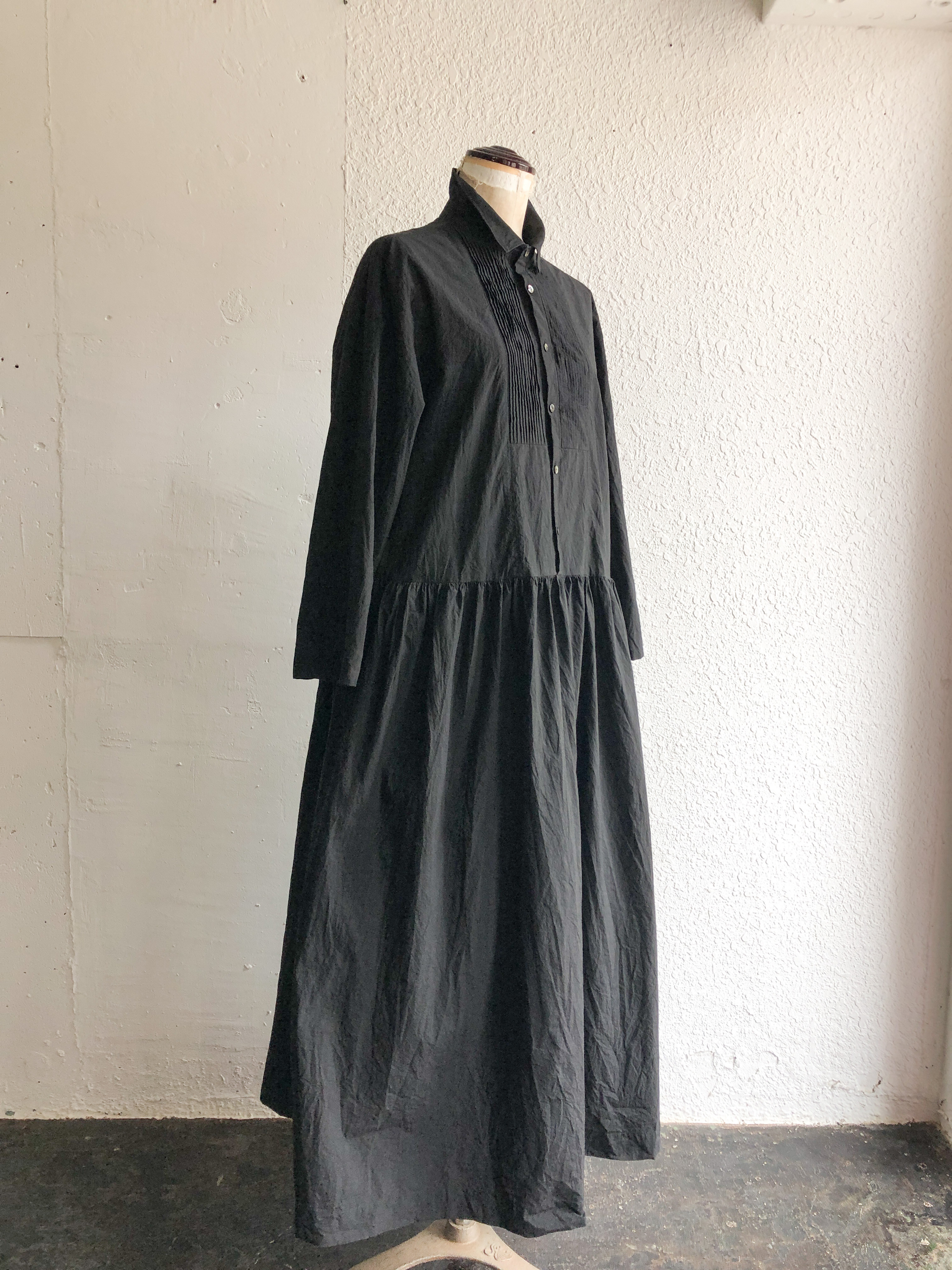 コットンタイプライター ピンタックシャツワンピース