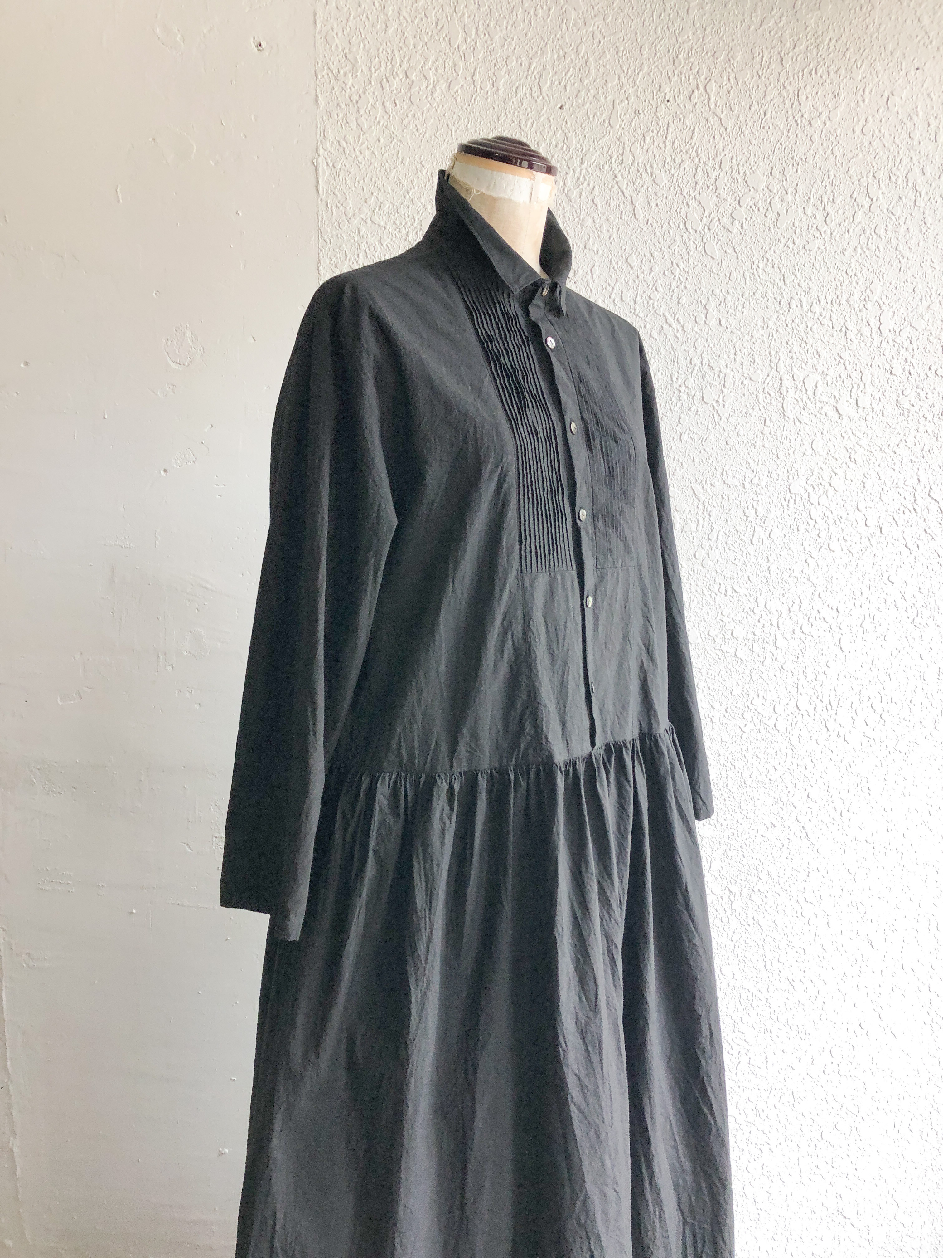 コットンタイプライター ピンタックシャツワンピース