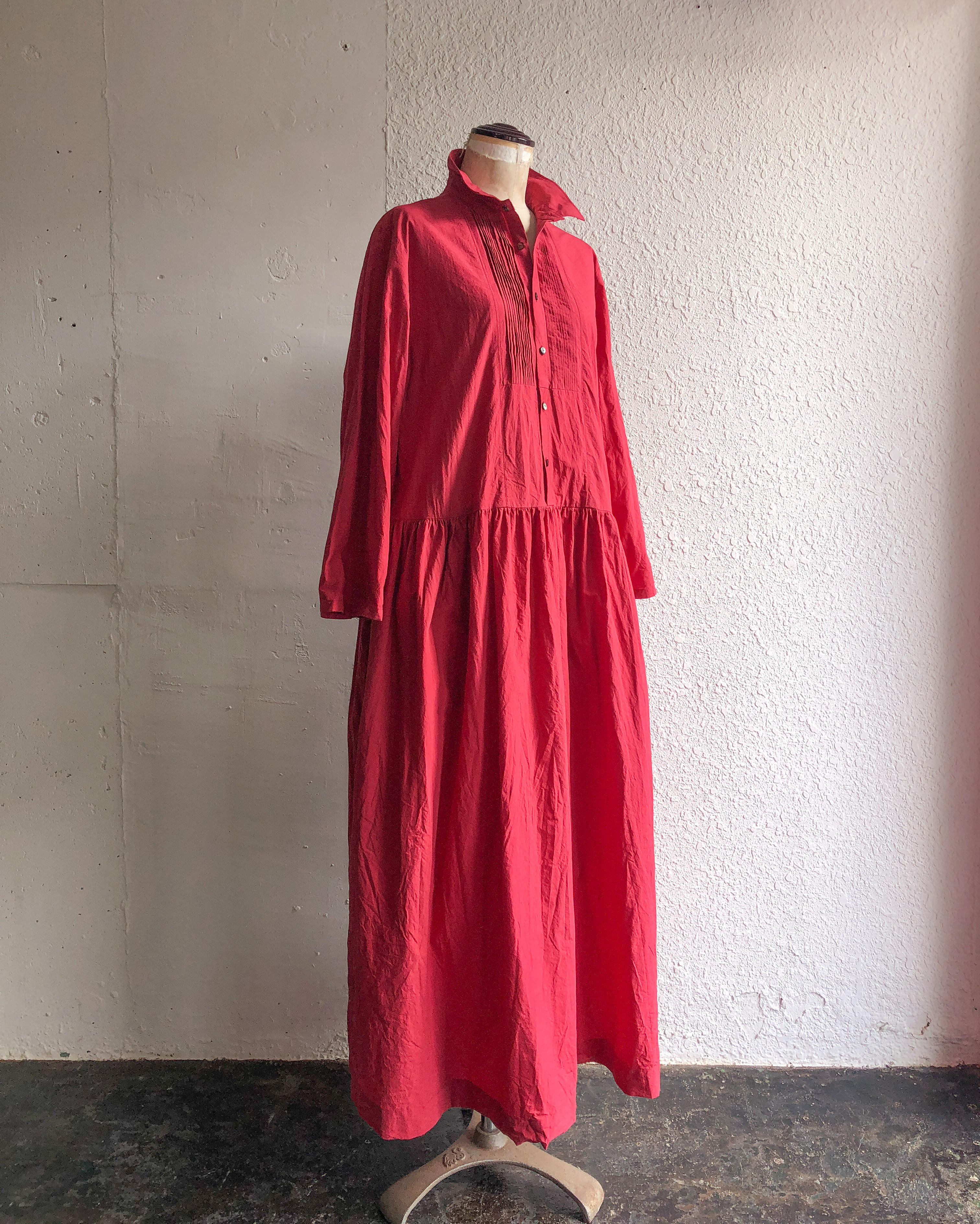 コットンタイプライター ピンタックシャツワンピース