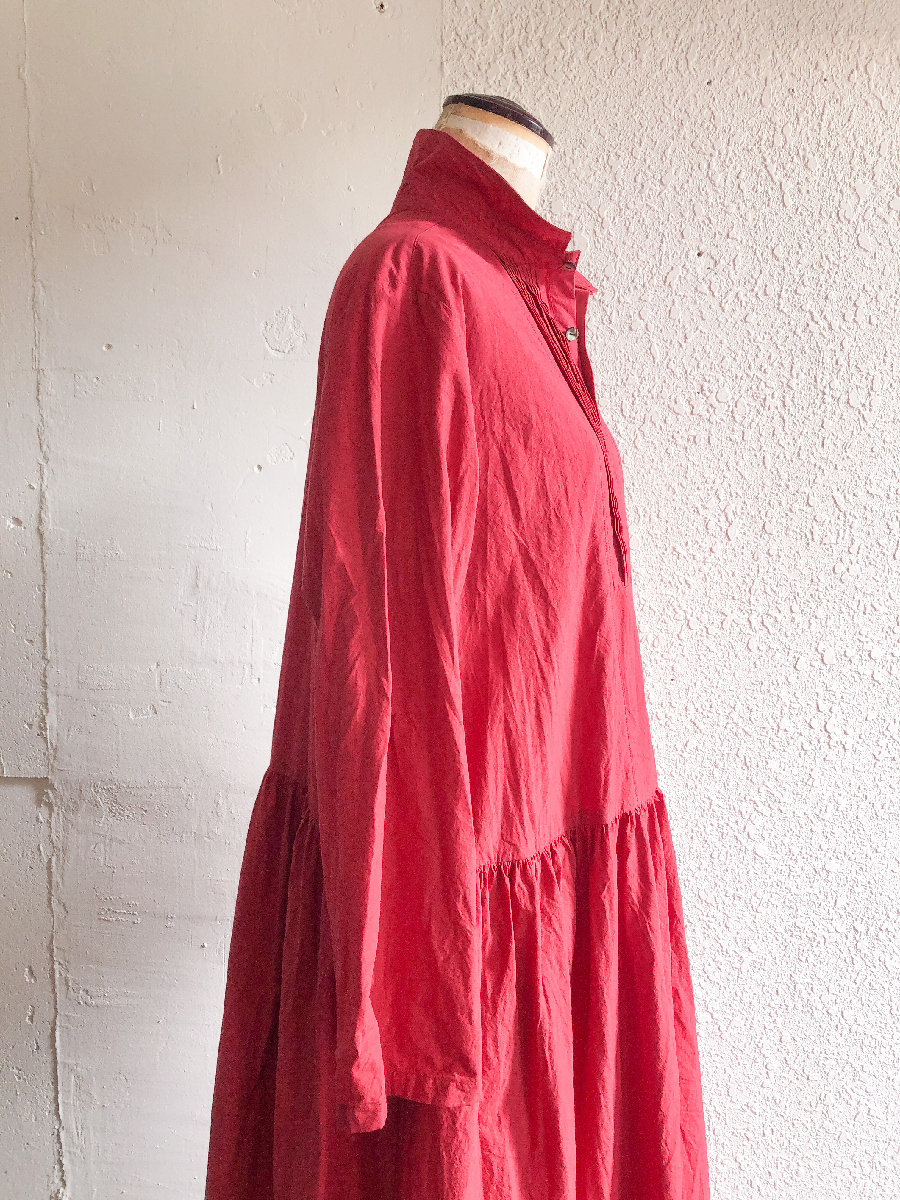 コットンタイプライター ピンタックシャツワンピース