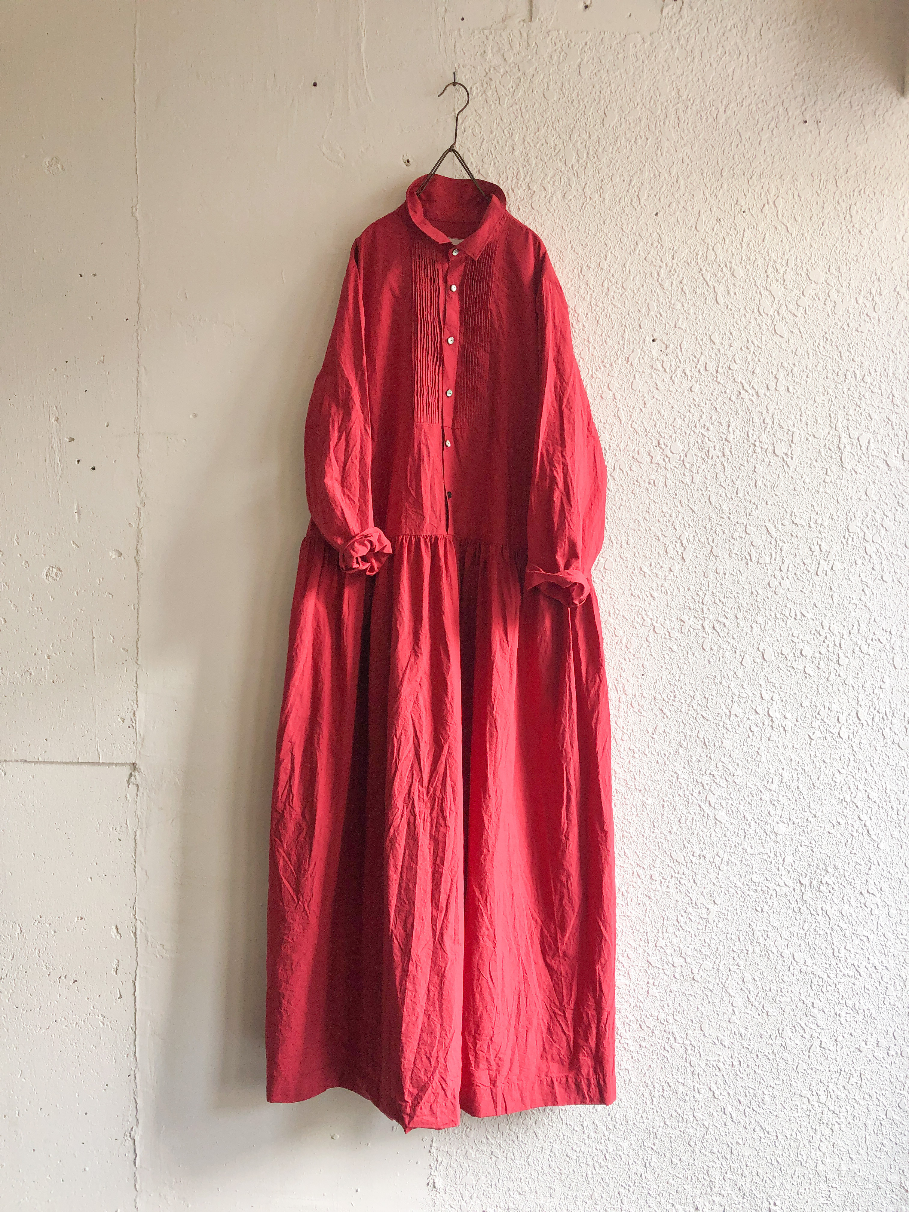 コットンタイプライター ピンタックシャツワンピース