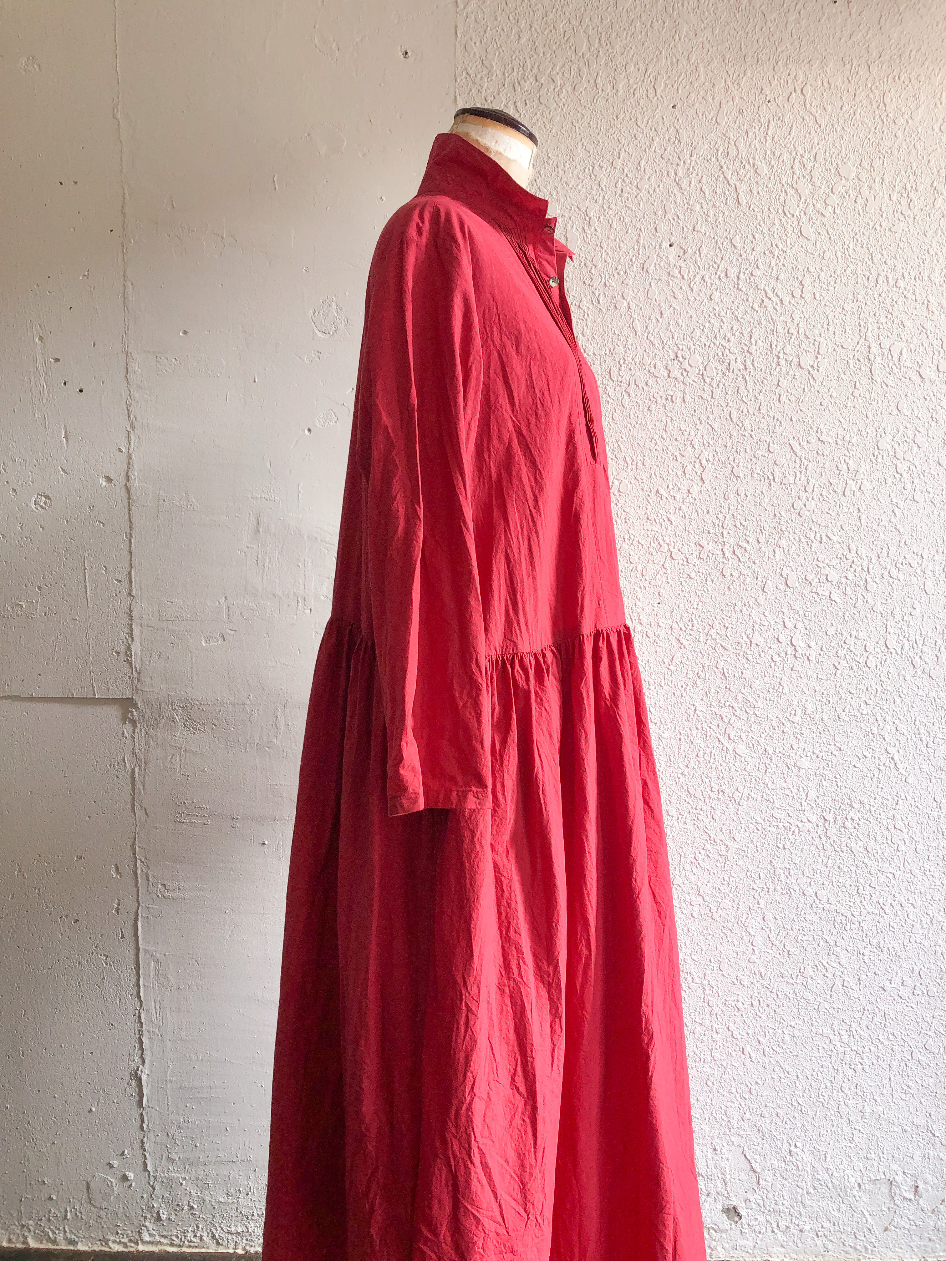 コットンタイプライター ピンタックシャツワンピース