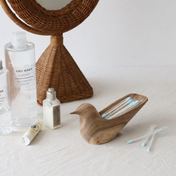 ⁂最終／クリスマスＳＡＬＥ　Sサイズ　天然無垢ウッド　Bird鳥トリ　小物入れ　トレイ　綿棒　爪楊枝入W79S 1枚目の画像