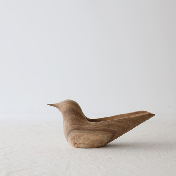 ⁂最終／クリスマスＳＡＬＥ　Sサイズ　天然無垢ウッド　Bird鳥トリ　小物入れ　トレイ　綿棒　爪楊枝入W79S 2枚目の画像